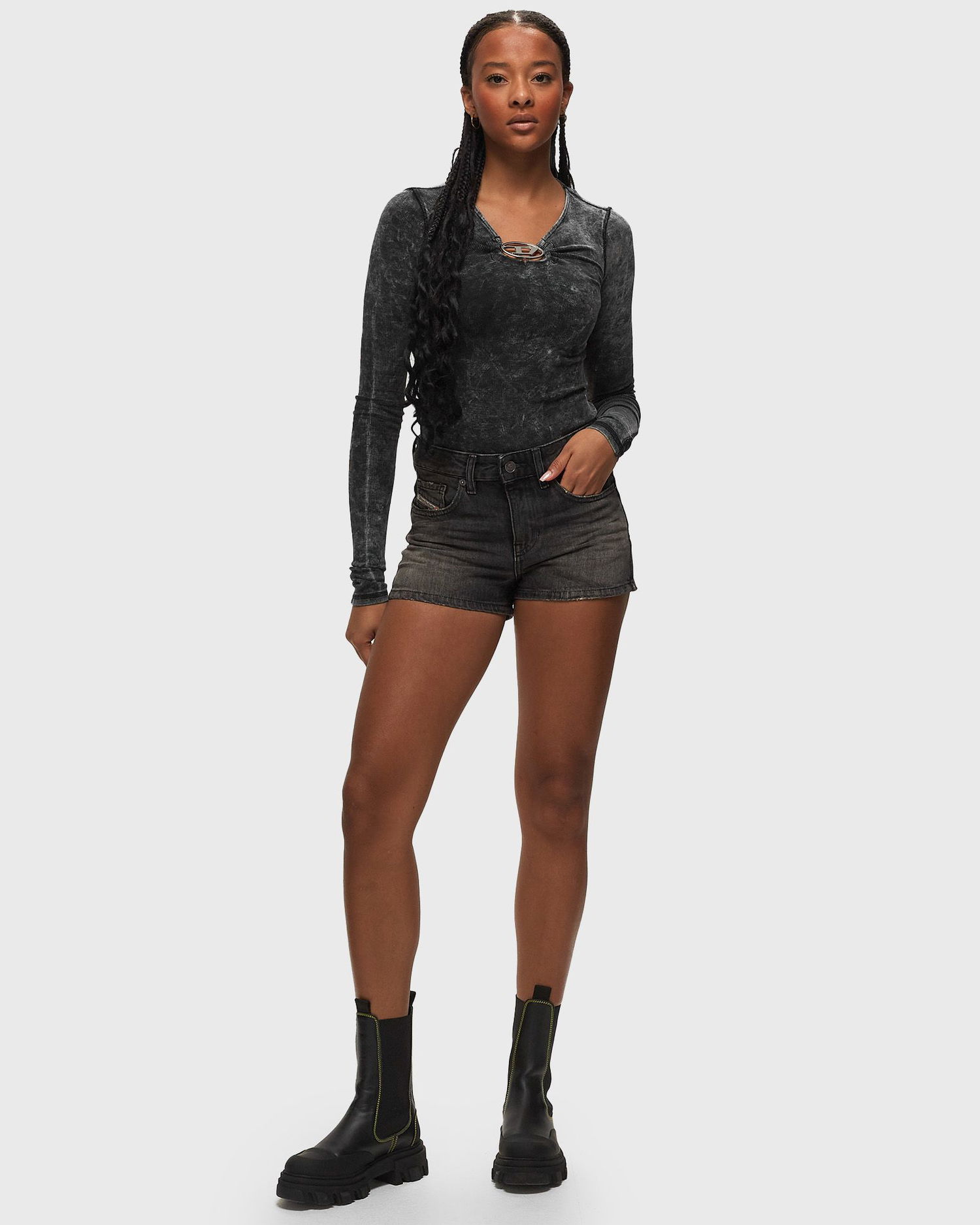 Šortky Diesel De-Yuba Denim Shorts Šedá | A12764 0DQAH, 1