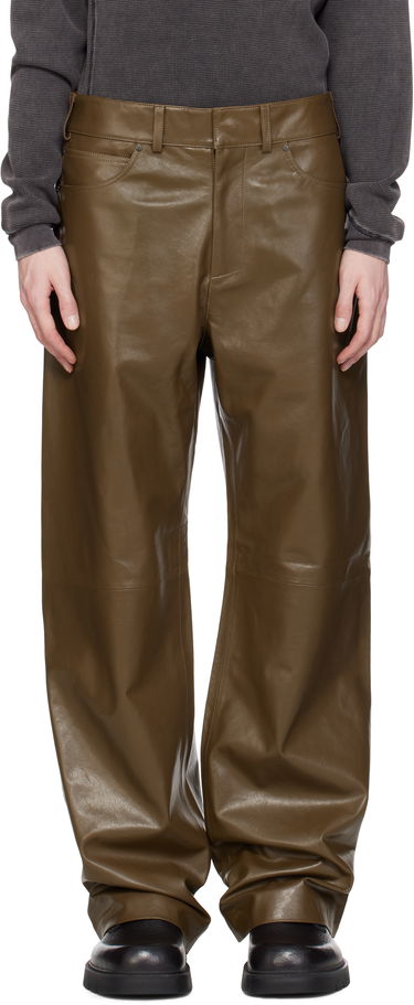 Nohavice Entire Studios Entire Studios Straight Leg Leather Pants Zelené | ESU-S25-13007-PE, 0