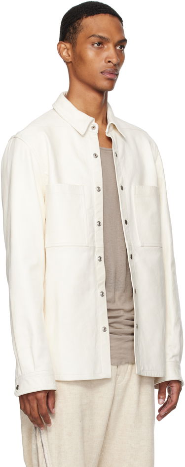 Bunda Rick Owens Rick Owens Concordians Leather Overshirt Biela | RU02E1744 LBH, 1