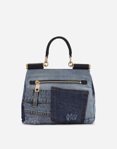 Taška cez rameno Dolce & Gabbana Dolce & Gabbana Sicily Small Patchwork Denim Shoulder Bag with Embroidered Jewels Modrá | BB7400AJ0778M800, 3