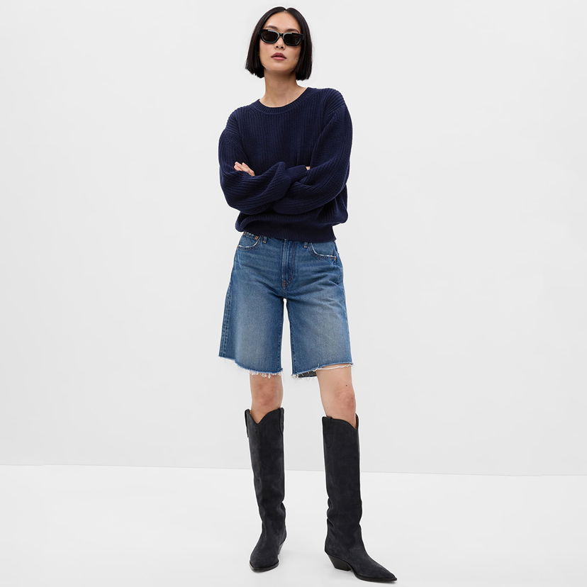 Mikina GAP Classic Cotton Crewneck Sweatshirt Navy Uniform Navy | 592238-00