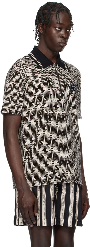 Polo tričko Balmain Maze Print Polo Shirt Šedá | EH1GC027BC90, 1