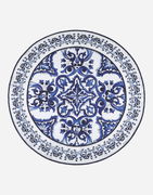 Round Tablecloth With Blue Ornaments Print