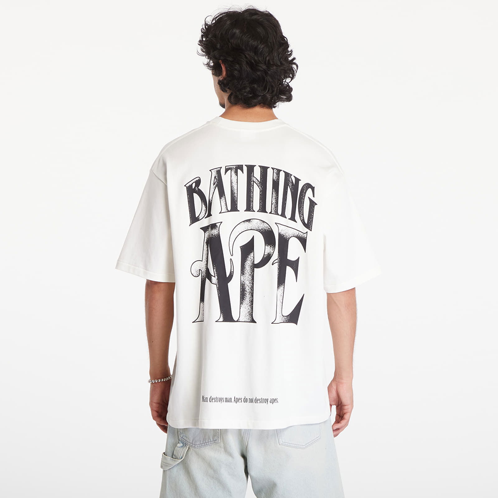 A BATHING APE Screen Print Logo Relaxed Fit Short Sleeve Tee Ivory