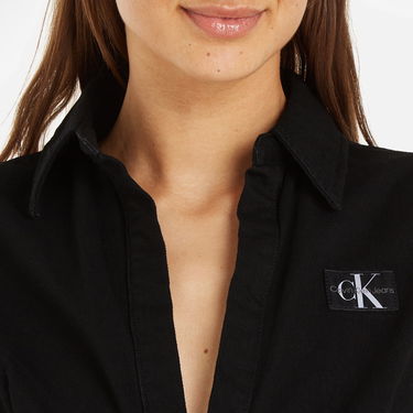 Džínsy CALVIN KLEIN Jeans Short Sleeve Cotton-Blend Wrap Dress - S Čierna | J20J2236661BY, 0