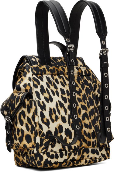Batoh GANNI Ganni Leopard Print Small Nylon Bucky Backpack Béžová | A6617, 2