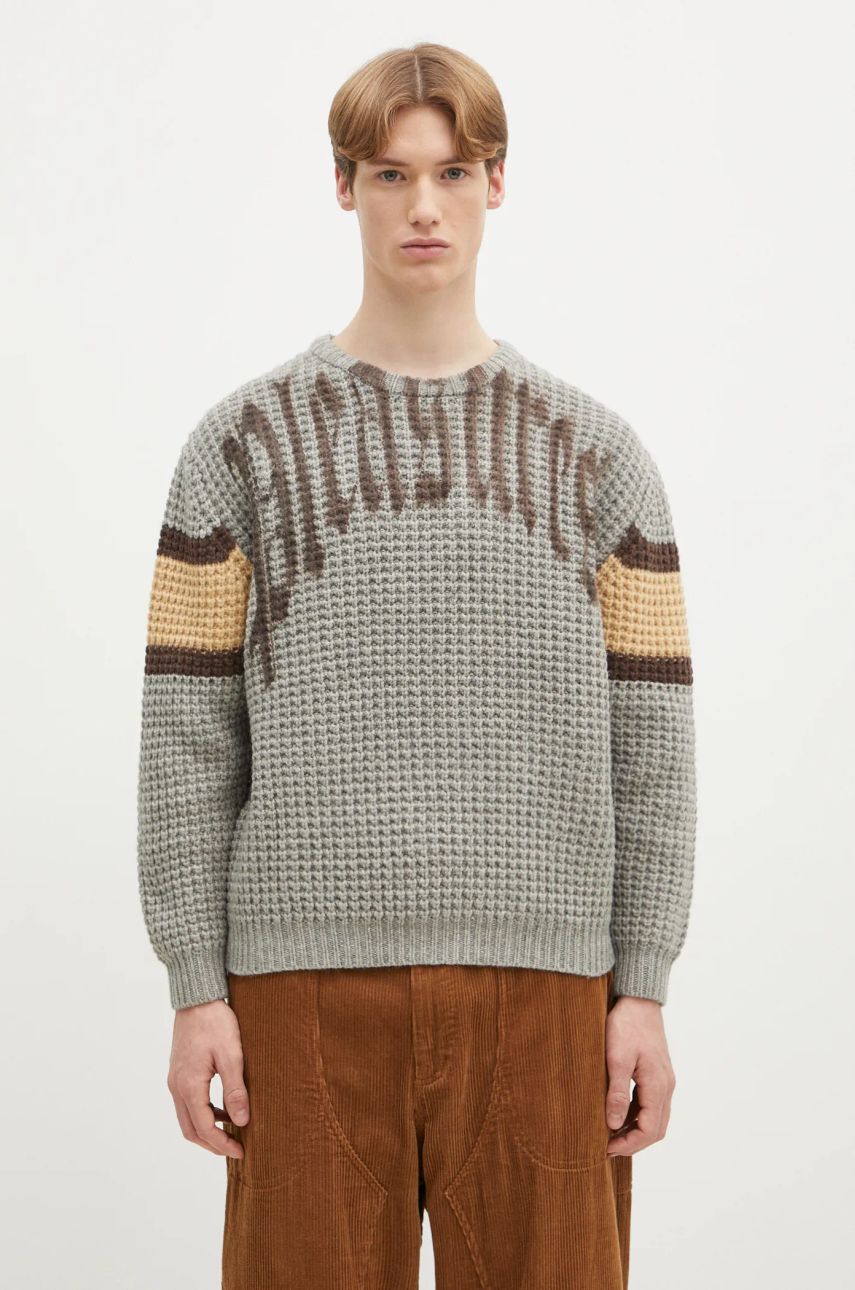 Sveter Pleasures PLEASURES Twitch Chunky Knit Sweater Šedá | P24W004, 0