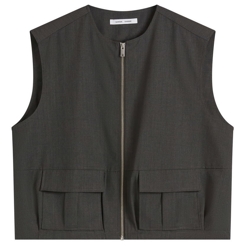 Vesta Samsoe Samsoe Sakelly Full-Zip Vest Top with Pockets Šedá | F25400072-CLR000391