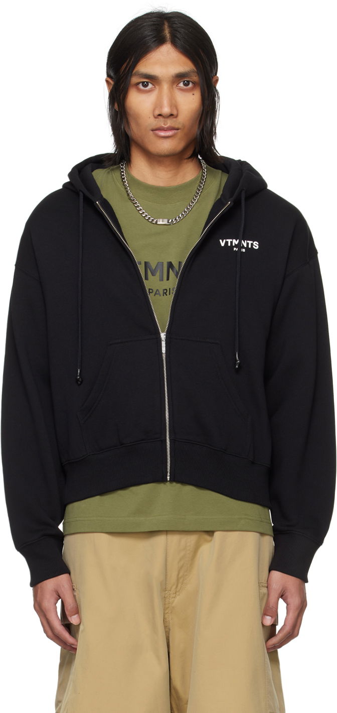 Mikina VETEMENTS Printed Cotton-Jersey Zip-Up Hoodie Čierna | VL20HD140B, 0