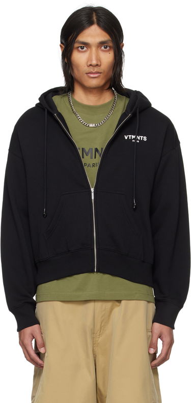 Mikina VETEMENTS Printed Cotton-Jersey Zip-Up Hoodie Čierna | VL20HD140B, 0