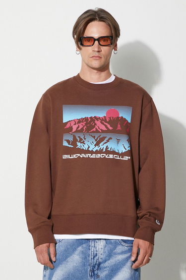 Mikina BILLIONAIRE BOYS CLUB MOUNTAINSCAPE CREWNECK Print Sweatshirt Hnedá | B23337, 0