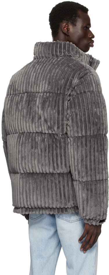 Prešívaná bunda BOSS Faux-Fur Puffer Jacket Šedá | 50521464, 2