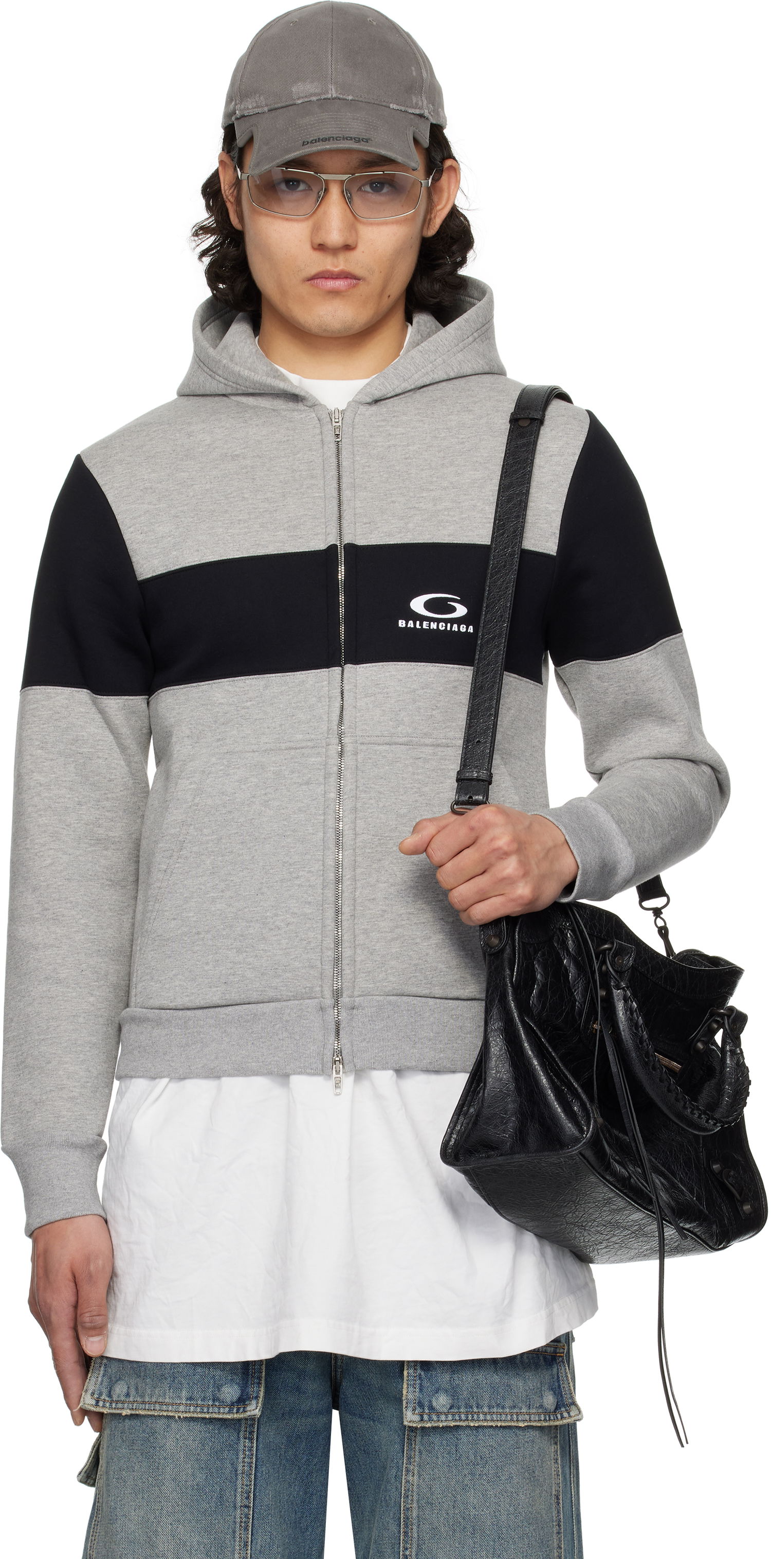Mikina Balenciaga Balenciaga Technical Jersey Zip-Up Hoodie Šedá | 808832TRVJ2, 0