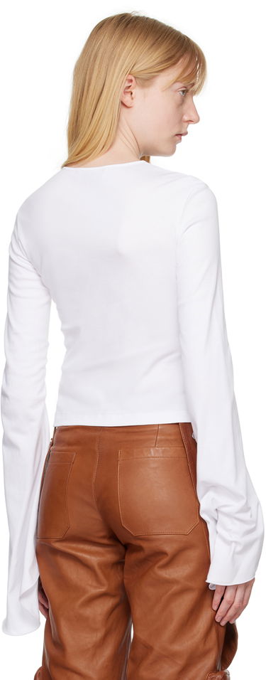 Tričko Blumarine White Crystal-Cut Long Sleeve T-Shirt Biela | P444T034A, 2