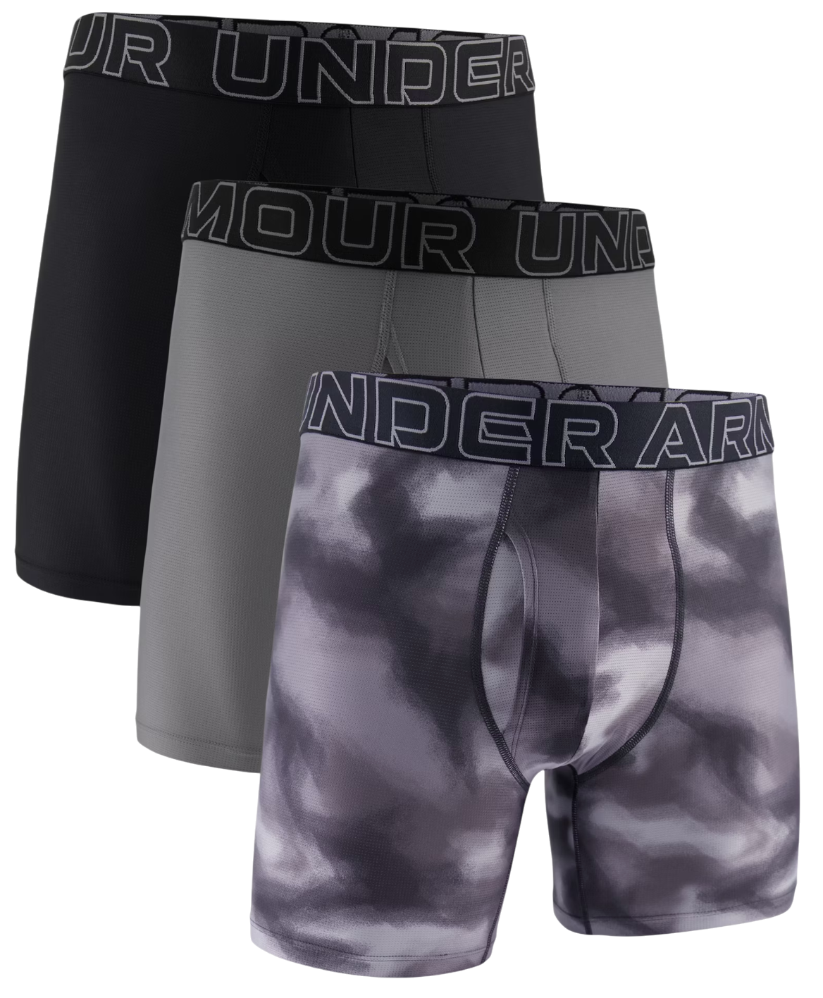 Boxerky Under Armour Under Armour Print 6in Boxer Shorts, 3-Pack Šedá | 1383885-024, 0