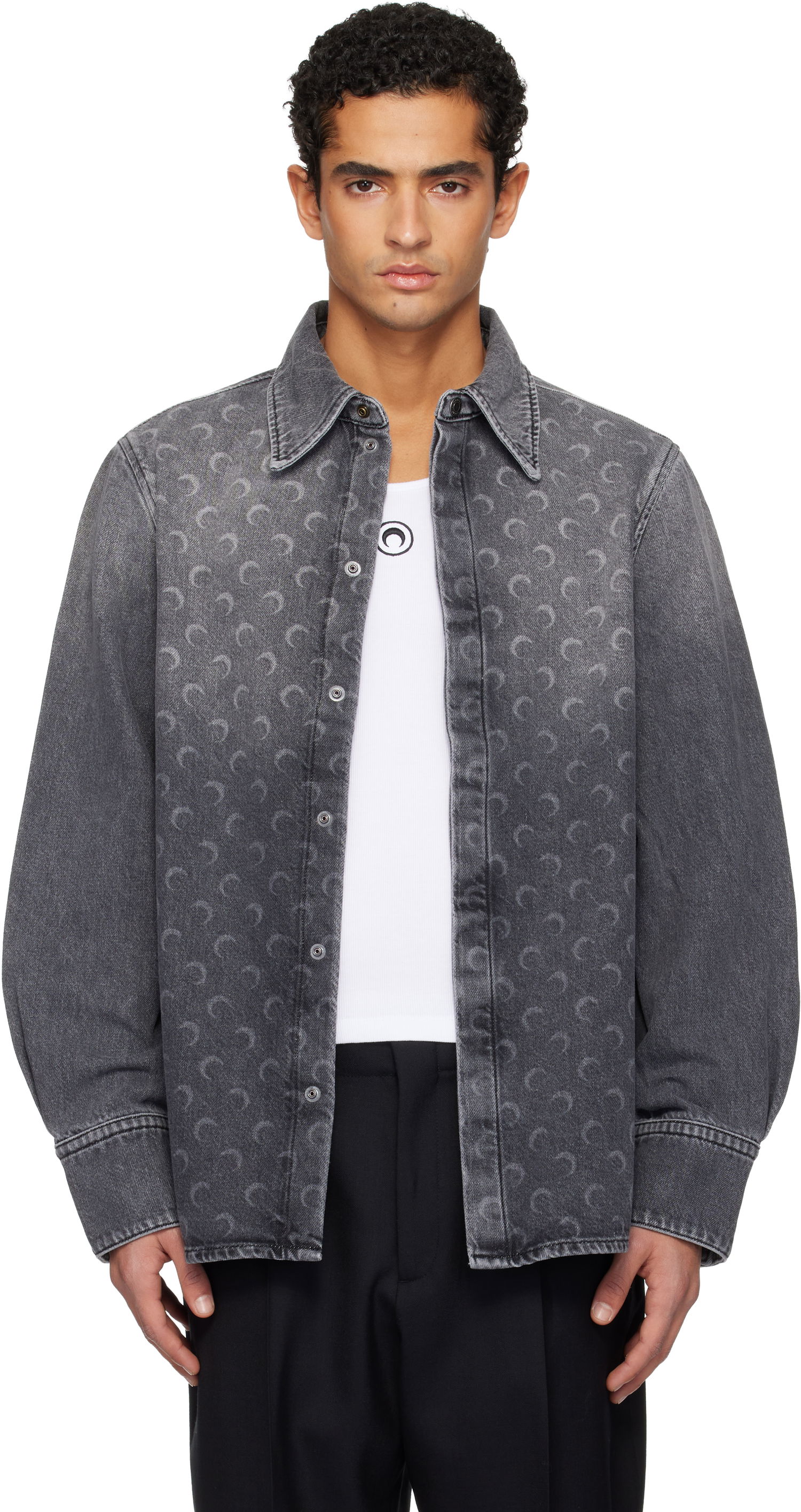 Košeľa Marine Serre Moon Laser LS Denim Shirt Šedá | USI035ACDEN0006, 0