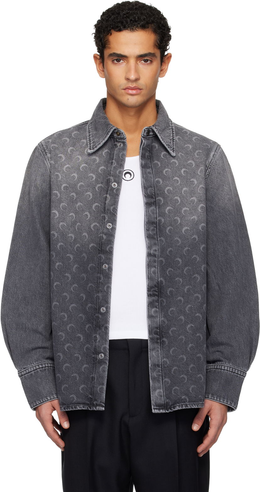 Košeľa Marine Serre Moon Laser LS Denim Shirt Šedá | USI035ACDEN0006
