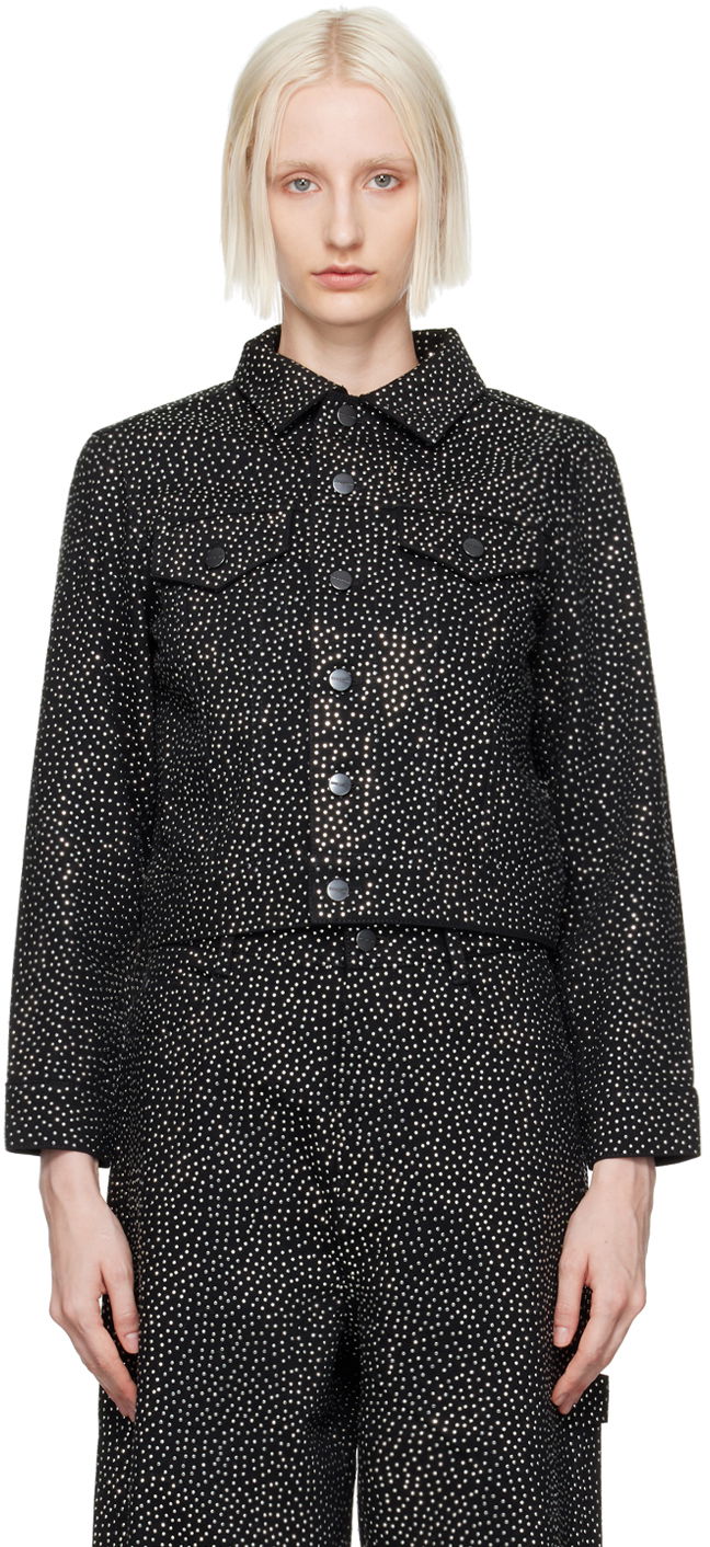 Bunda Marc Jacobs Marc Jacobs 'The Glam Studs Shrunken' Denim Jacket Čierna | 2F4RJC015D12, 0