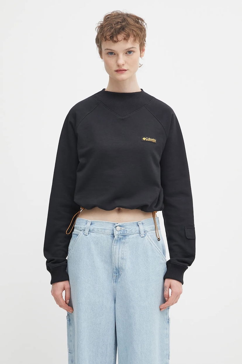 Mikina Columbia High Cascades Cropped Mock Neck Drawstring Hem Sweatshirt Čierna | 2136421