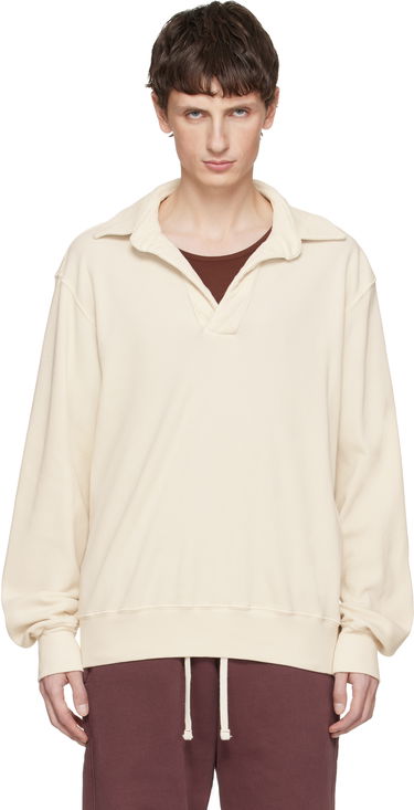 Polo tričko LES TIEN Waffle-Knit Banded Long-Sleeve Polo Béžová | TH-1156, 0