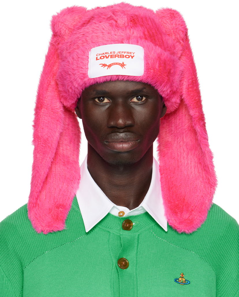 Kulicha Charles Jeffrey Loverboy Pink Fluffy Chunky Rabbit Beanie Ružová | 42130603