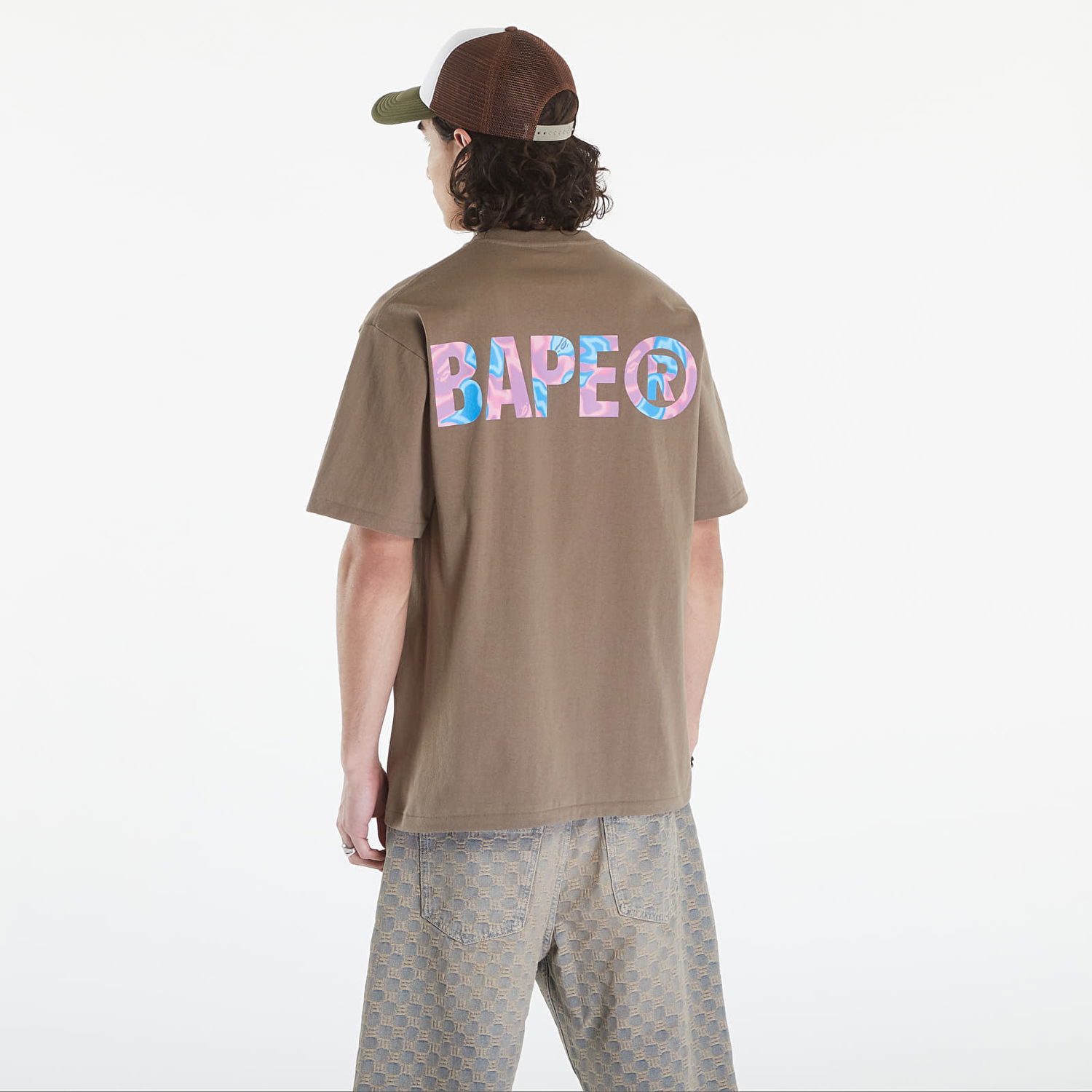 Tričko BAPE A BATHING APE Liquid Camo Small Ape Face Tee Brown Hnedá | 001TEK301306M BRW, 1