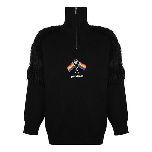 Sveter Balenciaga Flag Zip Turtleneck Čierna | 543766T17621069, 0