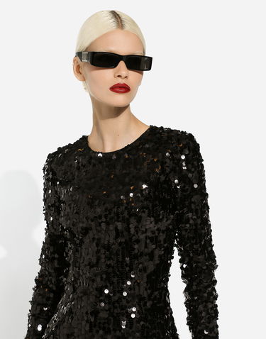 Šaty Dolce & Gabbana Sequined Long-Sleeved Party Dress Čierna | F6DHCTFLSA8N0000, 3
