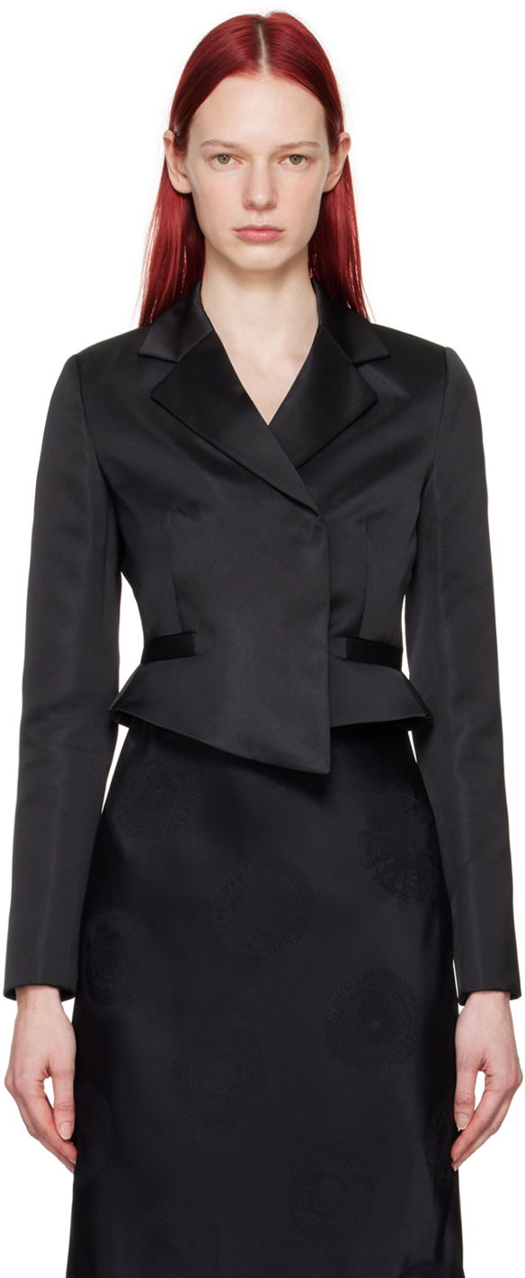 Bunda Coperni Coperni Cropped Satin Blazer Čierna | COPV54828, 0