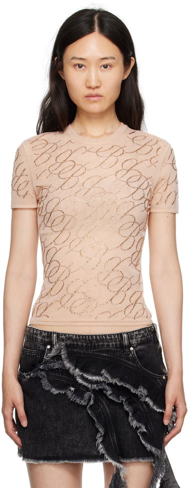 Tričko Blumarine Blumarine Crystal-Cut T-Shirt Béžová | A344C047A, 0