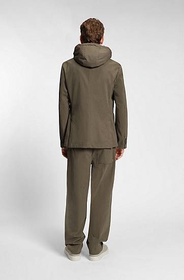 Bunda BOSS Slim-fit jacket with integrated hoodie Zelené | 50549394, 1