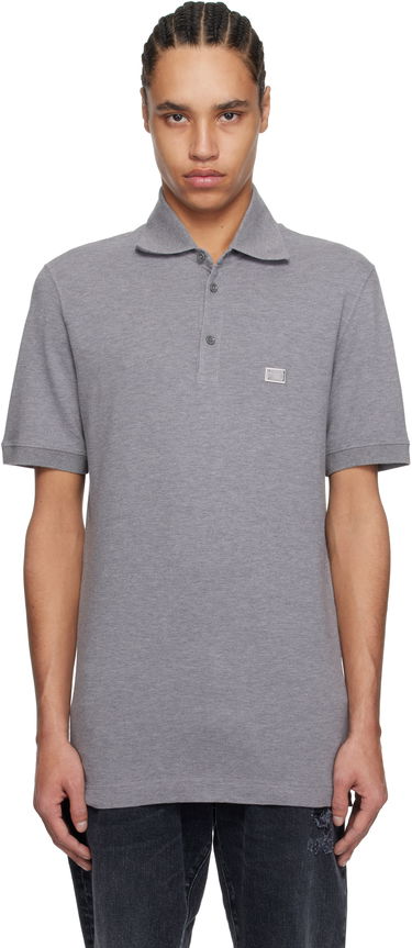 Polo tričko Dolce & Gabbana Dolce&Gabbana Cotton Polo with Metal Tag Šedá | G8SN1TFU7EN, 0