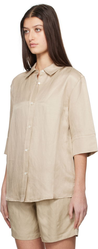 Šortky Anine Bing Anine Bing Mary Linen Collared Shirt Béžová | A-07-10803-OMA10, 3