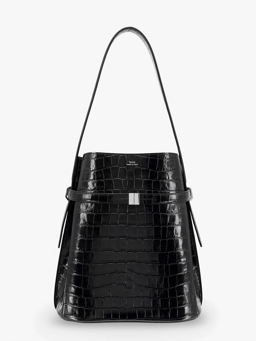Taška cez rameno TOTEME Belted Croc-Effect Leather Shoulder Bag Čierna | 244WAL0048LE0076001