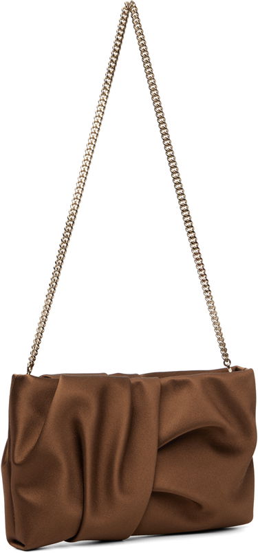 Kabelka Jimmy Choo Bonny Draped Satin Clutch Bag with Chain Strap Hnedá | BONNY CLUTCH, 2