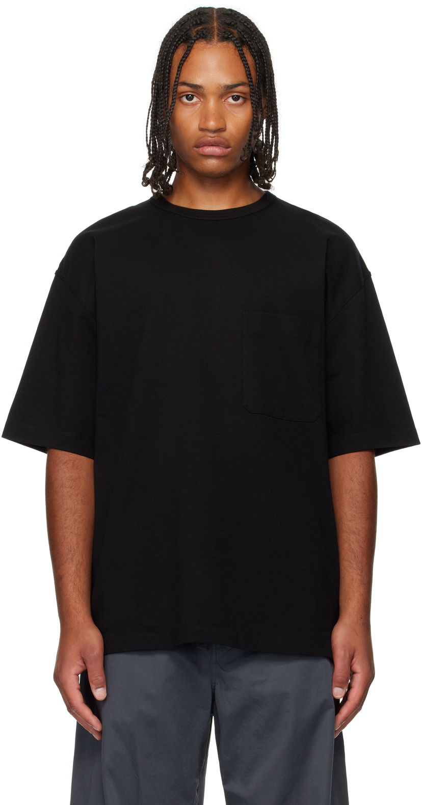 Tričko LEMAIRE Boxy Short Sleeve T-shirt with Chest Pocket Čierna | TO1382 LJ1022
