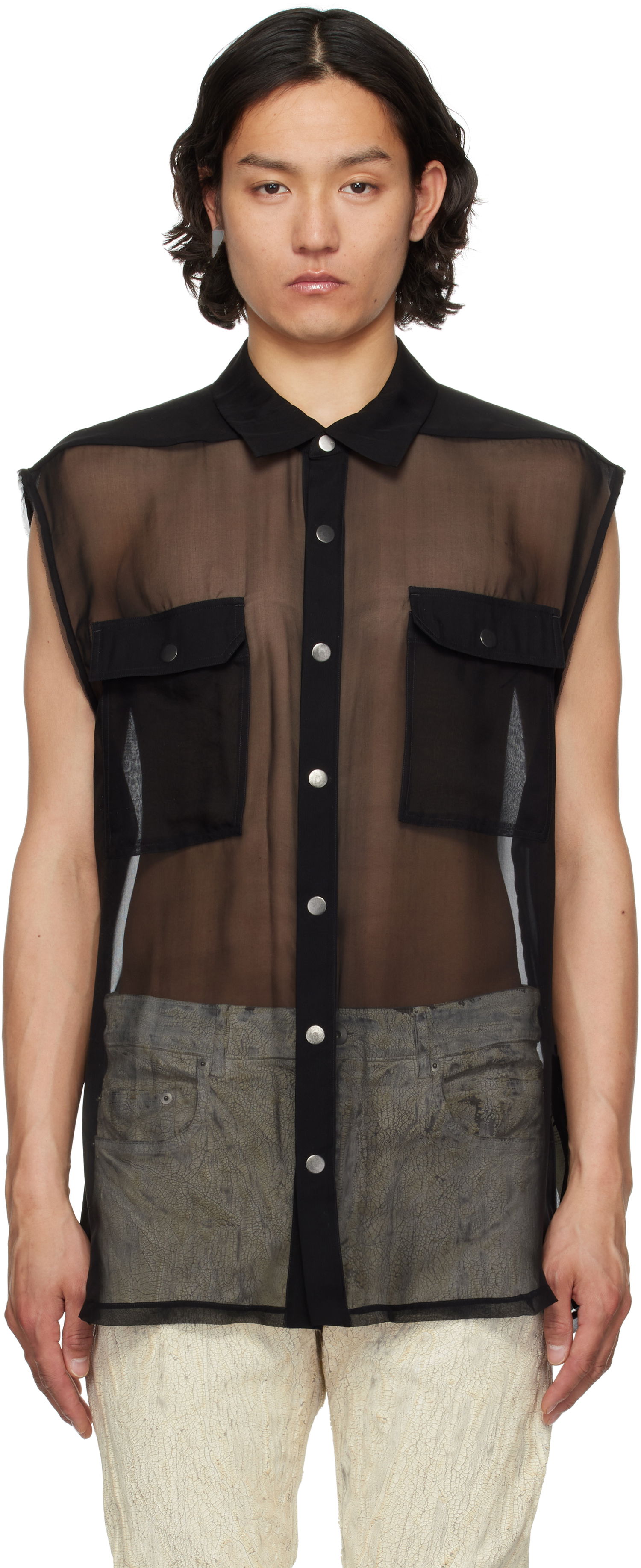 Košeľa Rick Owens Rick Owens Hollywood Jumbo Sleeveless Shirt Čierna | RR01E5239 S, 0