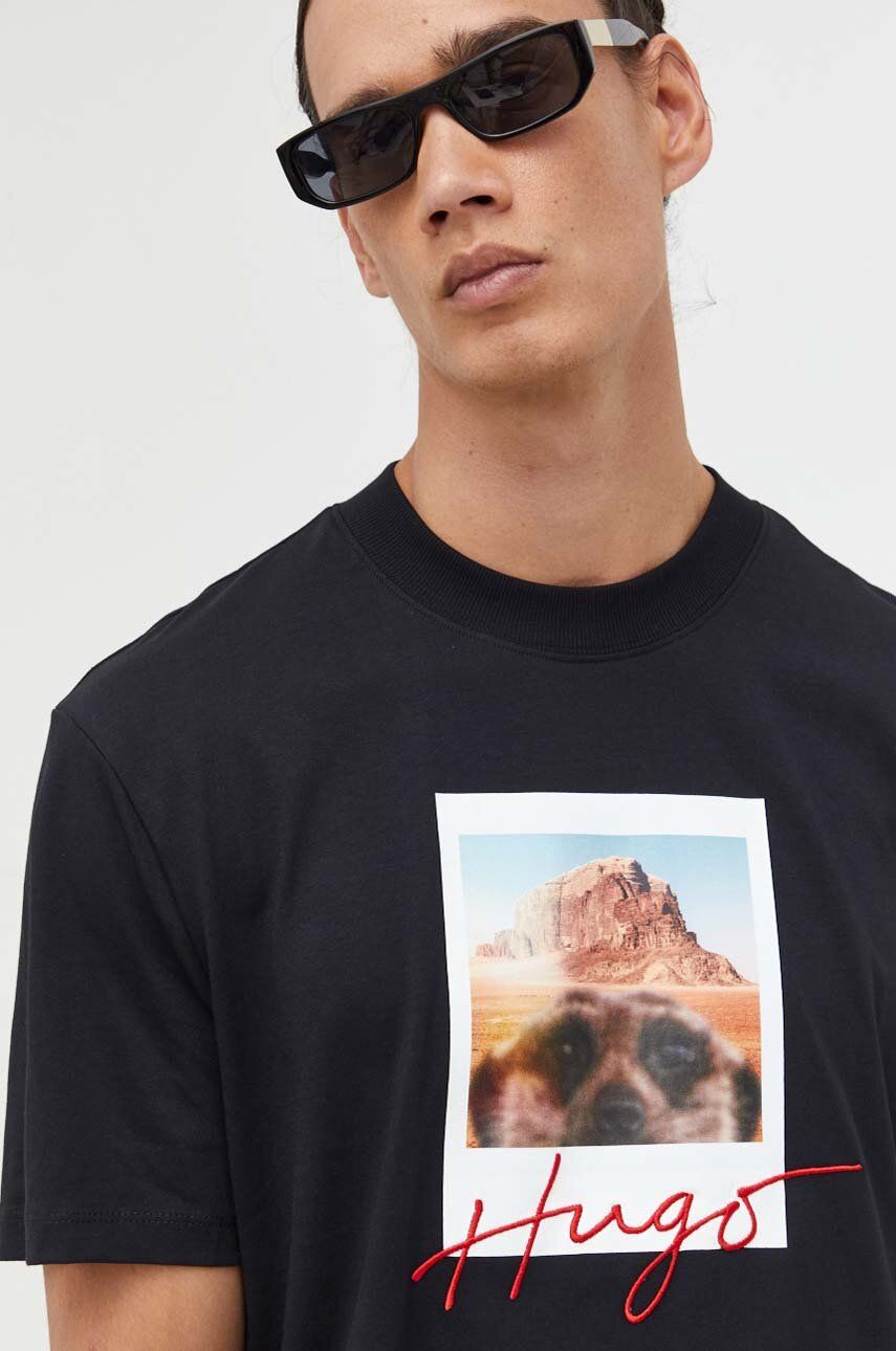 Tričko BOSS Cotton-jersey Logo Animal Print Tee Čierna | 50494397, 0