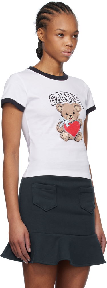 Tričko GANNI Basic Jersey Bear T-shirt Biela | T4061, 1