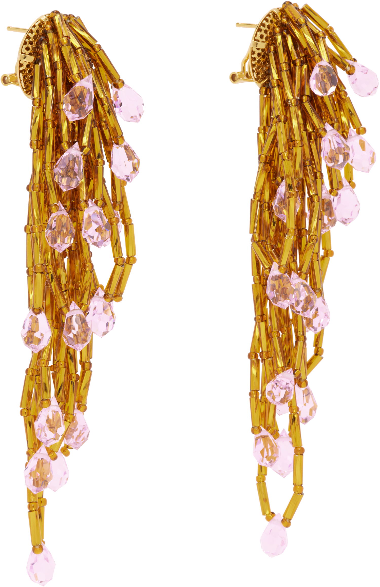 Náušnice KIKO KOSTADINOV Kiko Kostadinov Cowen Pink & Gold Beaded Drop Earrings Ružová | KKWAW25ER03-158, 1
