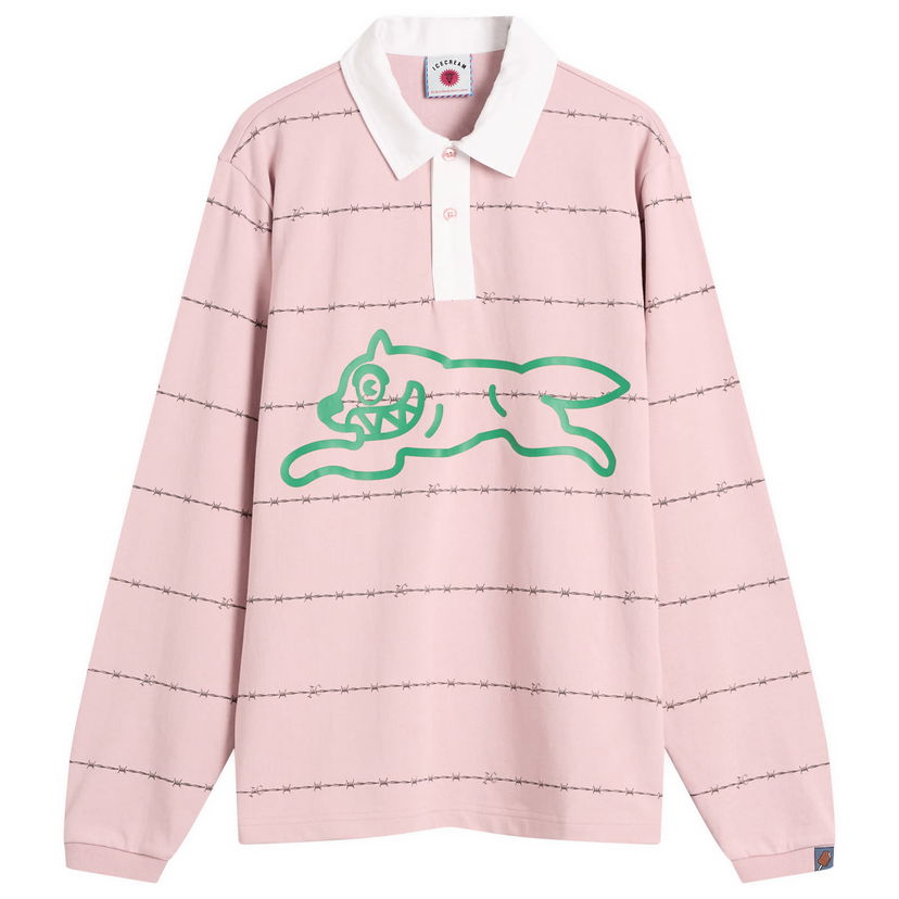 Košeľa BBC IceCream Barbed Wire Running Dog Rugby Shirt, Size Large Ružová | IC25322-PNK