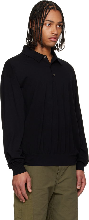 Polo tričko NANAMICA Wool Jersey Long Sleeve Polo Čierna | S25FH067U, 1