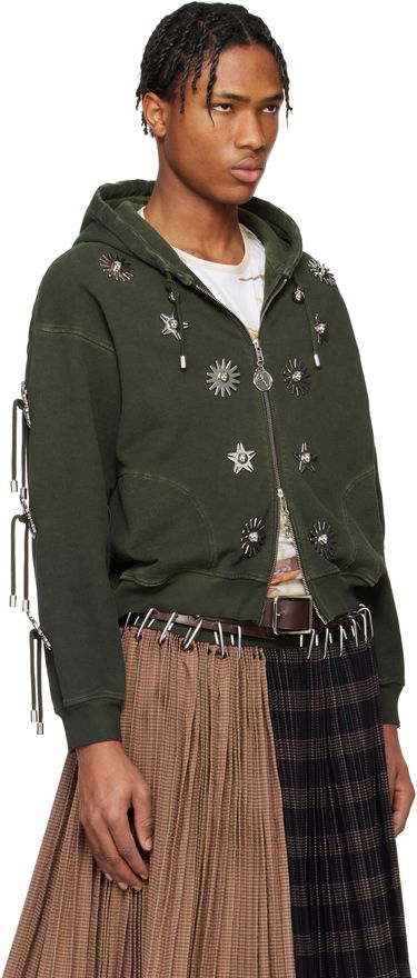 Mikina Chopova Lowena Chopova Lowena Dallas Embellished Cropped Hoodie Zelené | 5238, 4