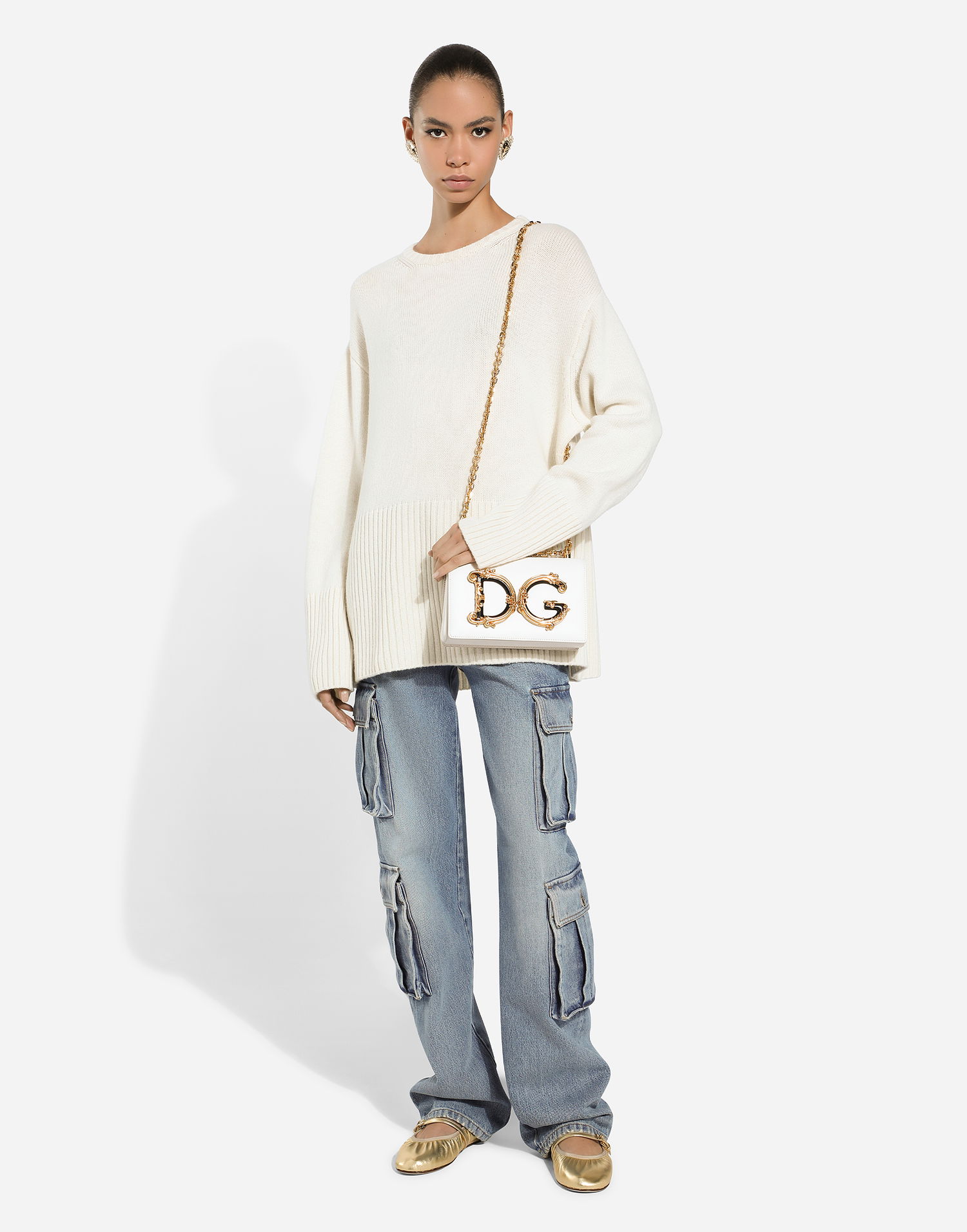 Kabelka Dolce & Gabbana Dolce & Gabbana Nappa Leather DG Girls Shoulder Bag Biela | BB6498AZ80180001, 1