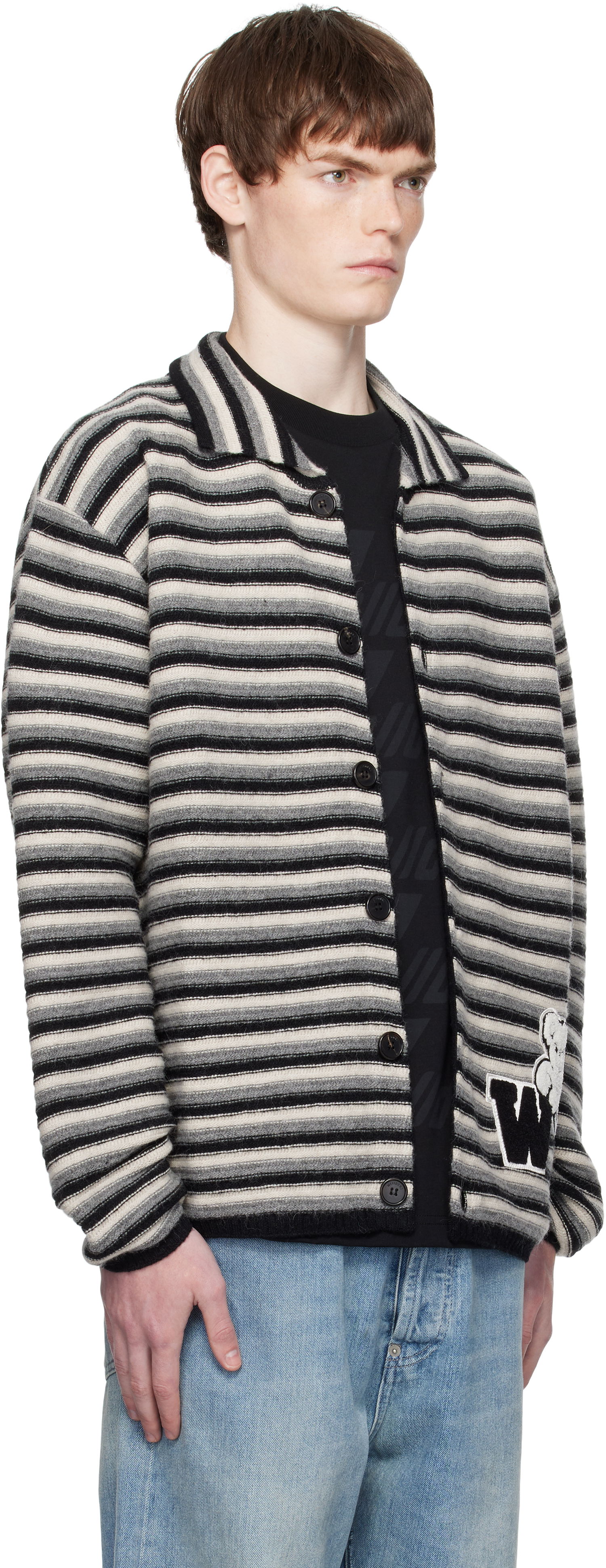 Sveter We11done We11done Stripe Embroidered Cardigan Rôznofarebný | WD-KC2-25-620-U-BK, 1