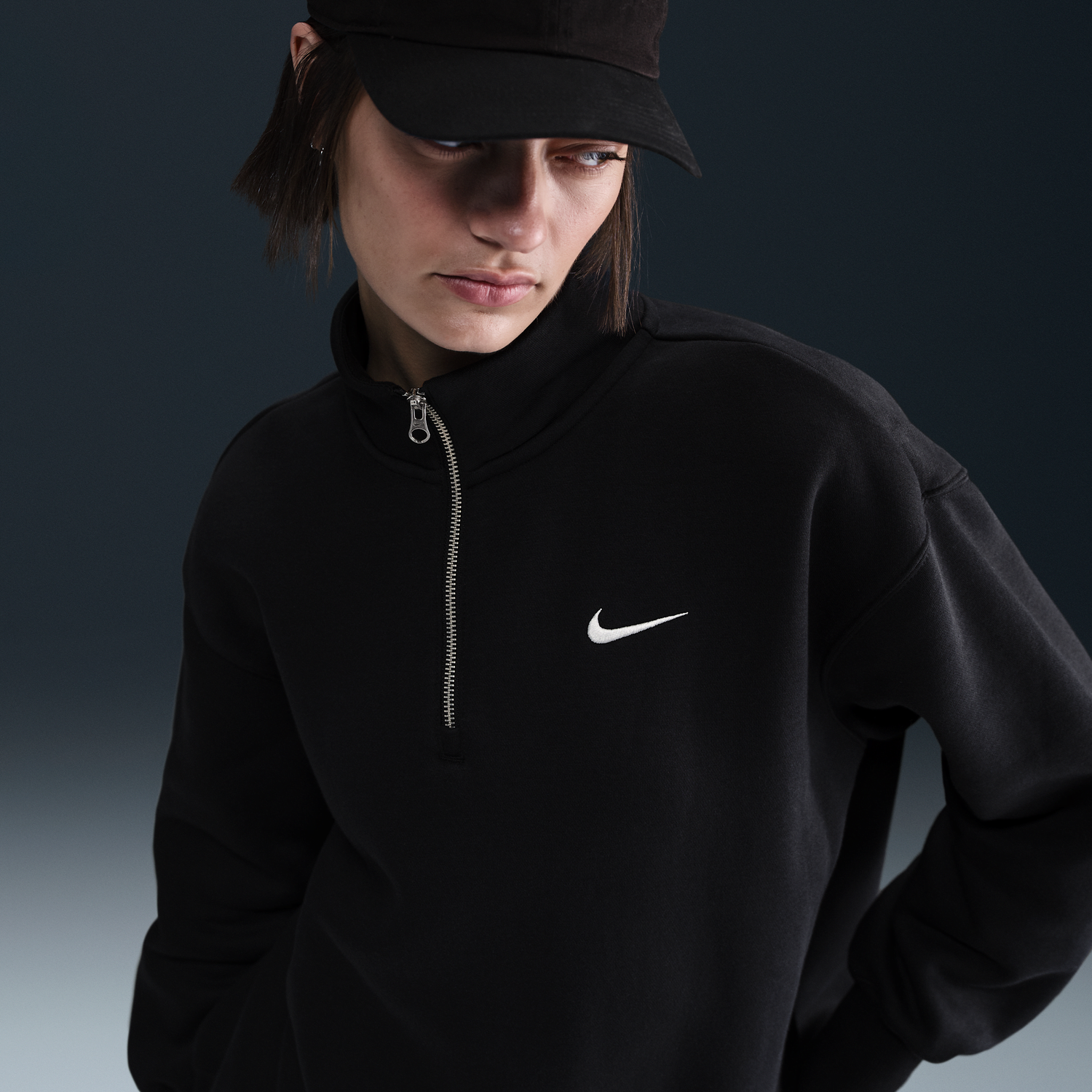 Mikina Nike Sportswear Phoenix Fleece Quarter-Zip Sweatshirt Čierna | HJ0931-010, 0