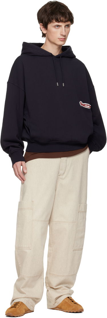 Mikina Jacquemus 'The Gio' Pullover Hoodie with Script Logo Patch Navy | 25HHOM00415AJ00126, 3