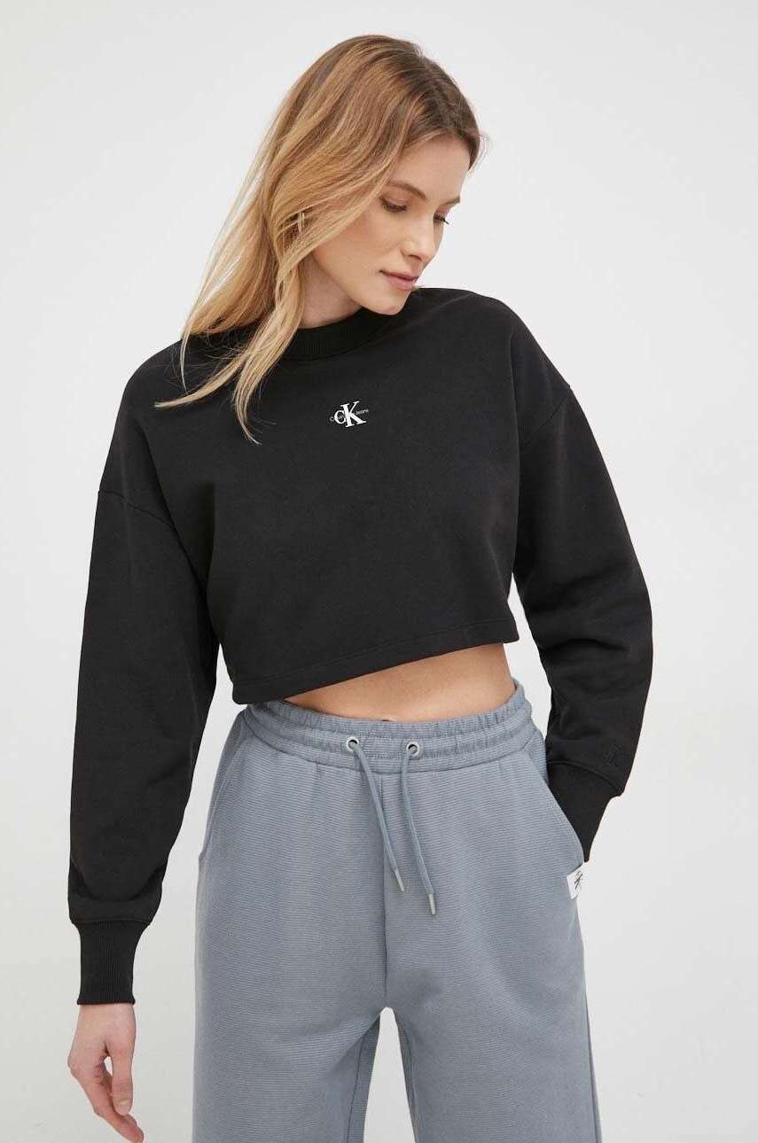 Mikina CALVIN KLEIN Cotton Cropped Sweatshirt Čierna | J20J220705.PPYX, 0