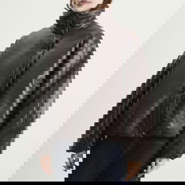 Prešívaná bunda Anine Bing Cyrus Faux Leather High-Neck Puffer Jacket Hnedá | A-01-11561-BWN43, 5