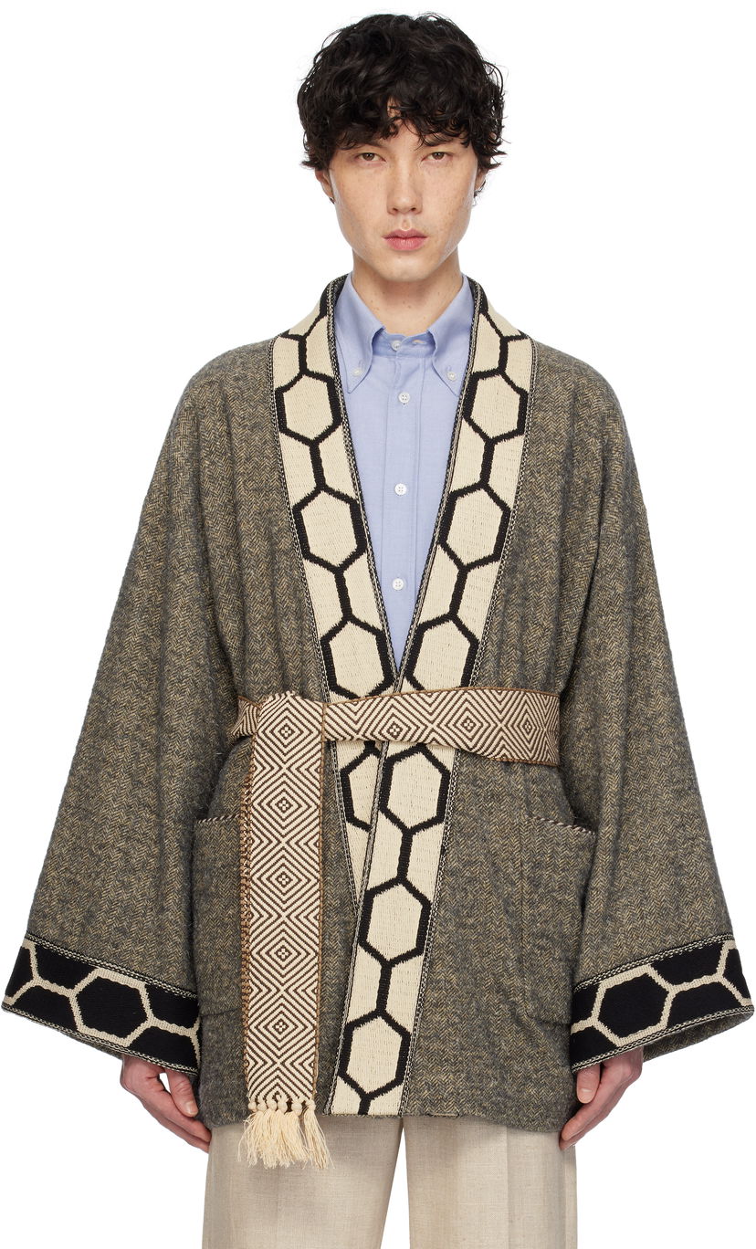 Sveter Valentino Valentino Tweed Embroidered Wrap Cardigan Šedá | 6V3CEH45ARY